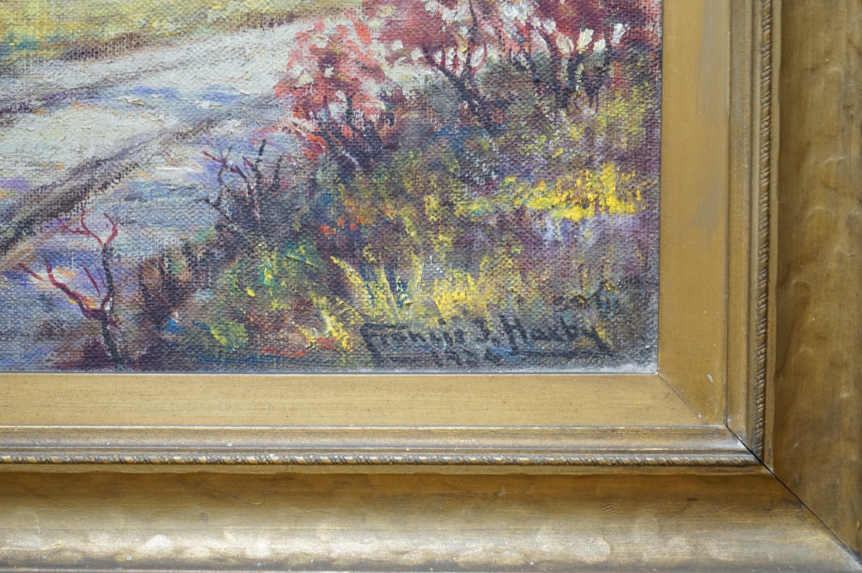 Francis J. Haxby, Autumnal landscape, signed and dated 1934, oil on canvas, 35 x 34cm, gilt framed